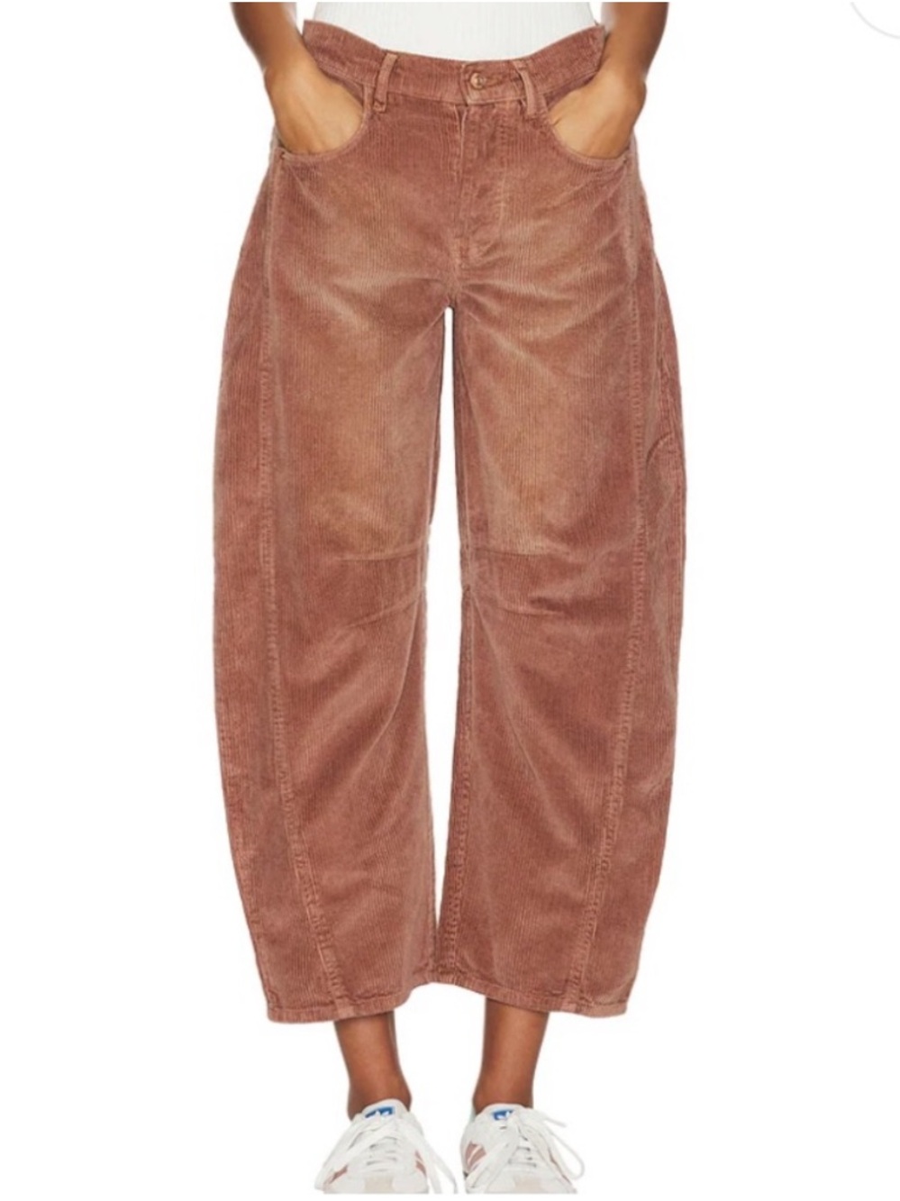 Free People We The Free Good Luck Mid Rise Corduroy Barrel Pants Size 29 NWT New